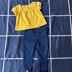 OshKosh B’gosh 18M Baby Girl Outfit Set Yellow Top Jeggings